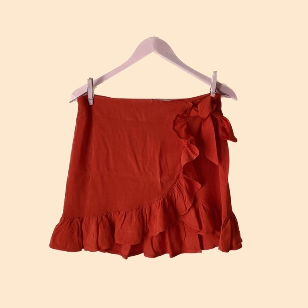 Vintage Red Wrap Skirt Size Medium